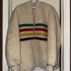 Cream Pure Wool Jacket with Multicolor Stripes